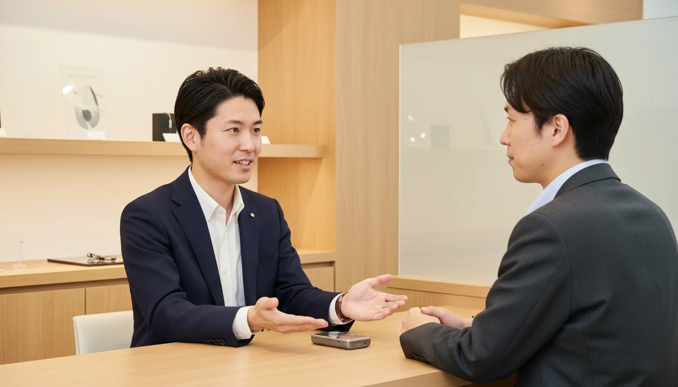 カウンターに並べた時計用ルーペと査定道具